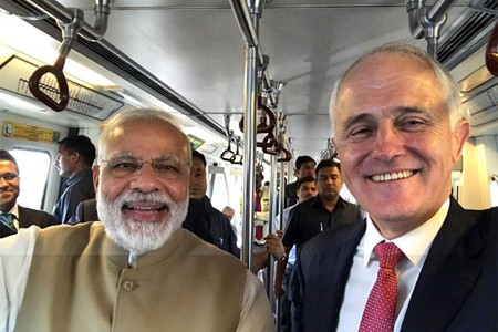 Thủ tướng Ấn Độ Narendra Modi và người đồng cấp Australia Malcolm Turnbull.
